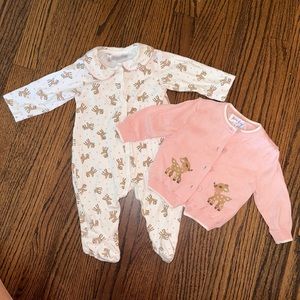 Rachel Riley Pink Fawn Footies & Cardigan - Christmas Pjs